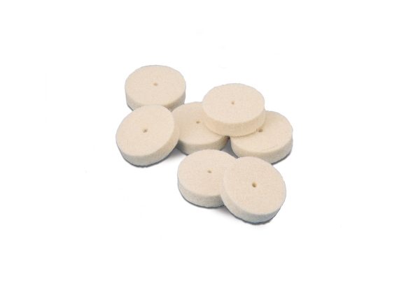 Miniature Square Edge Felt Wheels 5/8" x 1/8" Hard, Item No. 17.359