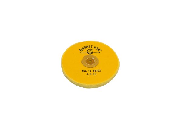 Yellow Chemkote Buff, 4" x 20 Ply, Leather Center, Item No. 17.55102