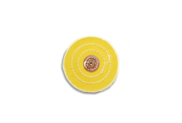 Yellow Chemkote Buff, 4" x 40 Ply, Leather Center, Item No. 17.55301