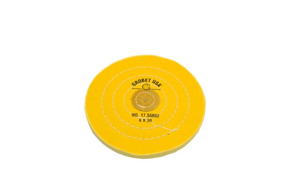 Yellow Chemkote Buff, 6" x 30 Ply, Leather Center, Item No. 17.55602