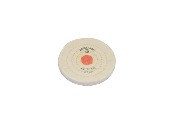 Finex Muslin Buff, 4" x 30 Ply, Combed with Shellac Center, Item No. 17.623