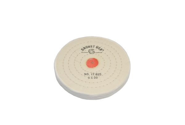 Finex Muslin Buff, 5" x 55 Ply, Combed with Shellac Center, Item No. 17.625