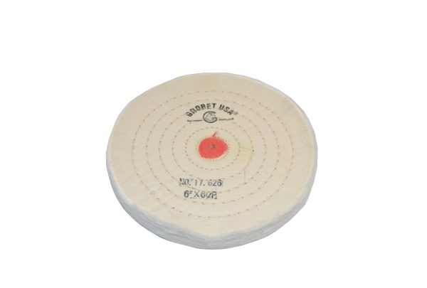 Finex Muslin Buff, 6" x 60 Ply, Combed with Shellac Center, Item No. 17.626