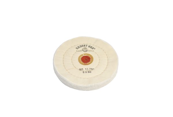 Finex Muslin Buff, 5" x 50 Ply, Leather Center, Item No. 17.759