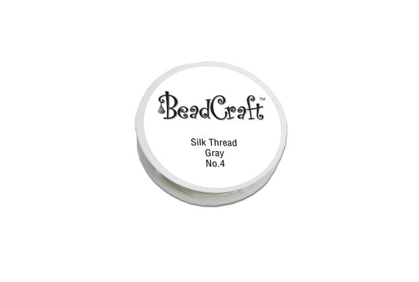 Silk Beading Thread, Round Spool, Grey, Size 4, Item No. 68.230