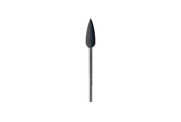 Silicone Mounted Cone, 5/8" x 7/32", Black, 220 Grit, 3/32" Shank, Item No. 10.1445/C