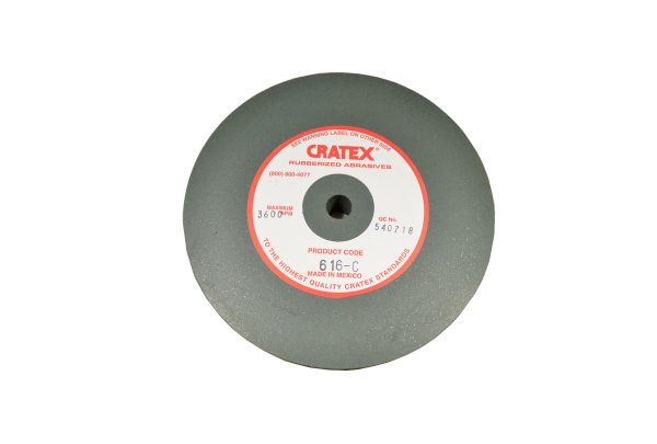 Cratex Wheel, 6" x 1", Medium Grit, 1/2" Arbor Hole, Item No. 10.97802