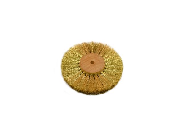 Crimped Brass Wire Brush, 2 Rows of Wire, 4" Diameter , Item No. 16.441
