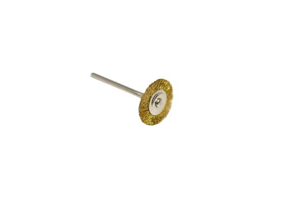 Crimped Brass Wire Wheel Brush, 3/4" Diameter 3/32" Shank , Item No. 16.806