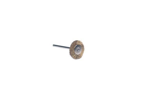 Crimped Brass Wire Wheel Brush, 1" Diameter, 3/32" Shank, Item No. 16.0689
