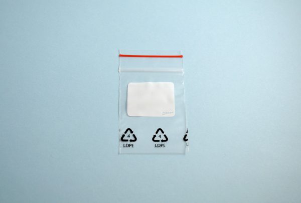 Mini-Grip Zip Bag with White Label Block, 2" x 3" , Box of 1000, Item No. 61.131