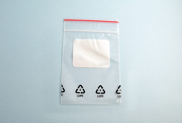 Mini-Grip Zip Bag with White Label Block, 3" x 4", Box of 1000, Item No. 61.132