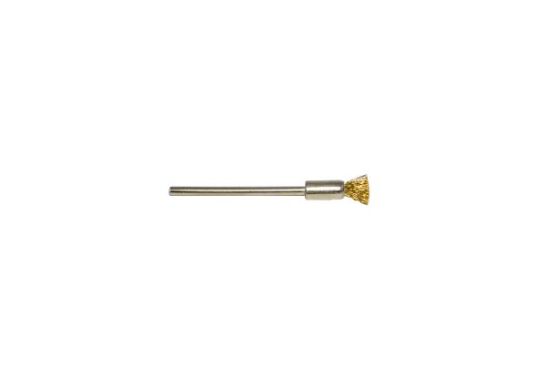 Crimped Brass Wire End Brush, 1/4" Trim, 3/16" Diameter 3/32" Shank , Item No. 16.927