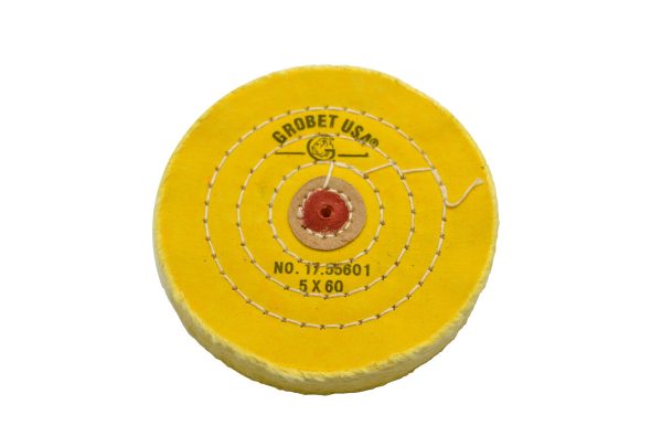 Yellow Chemkote Buff, 5" x 60 Ply, Leather Center, Item No. 17.55601