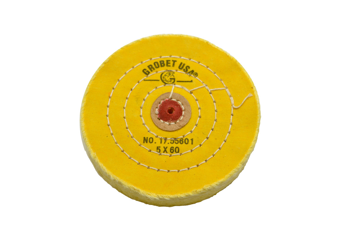 Yellow Chemkote Buff, 5" x 60 Ply, Leather Center, Item No. 17.55601