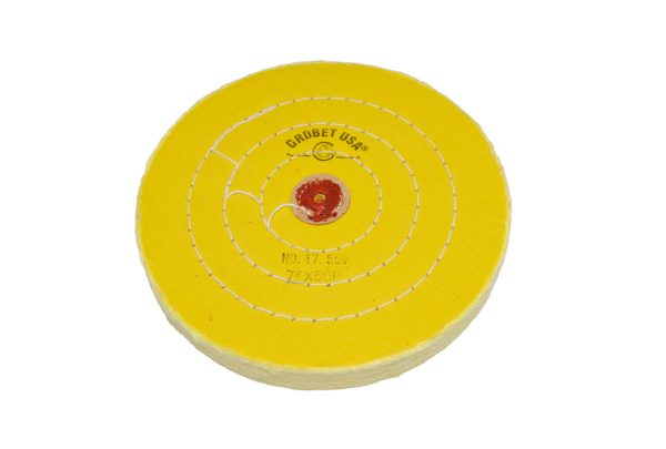 Yellow Chemkote Buff, 7" x 50 Ply, Leather Center, Item No. 17.559