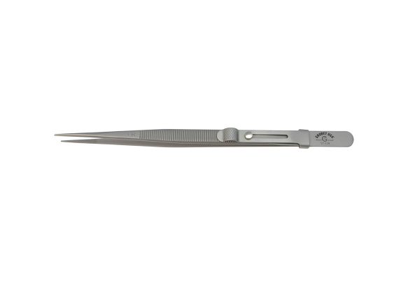 Matt Finish Stainless Steel Diamond Tweezer with Slide Lock - Fine Point, Item No. 57.538