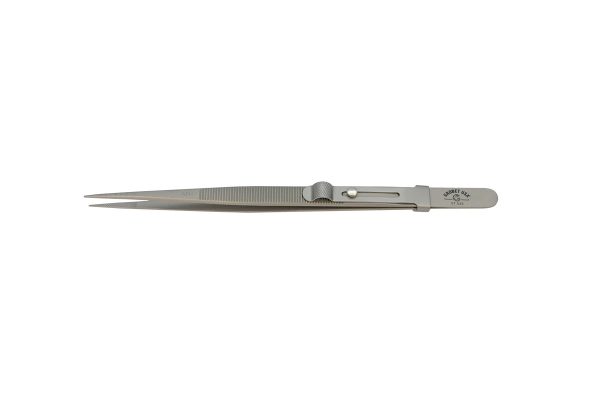Matt Finish Stainless Steel Diamond Tweezer with Slide Lock - Medium Point, Item No. 57.539