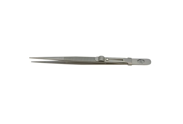 Matt Finish Stainless Steel Diamond Tweezer with Slide Lock - Large Point, Item No. 57.540
